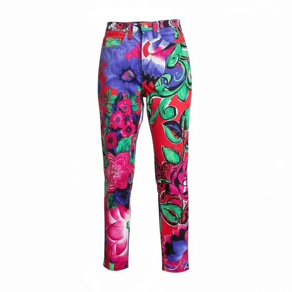 Versace Jeans Couture Denim - Versace Jeans Couture Vintage Abstract Floral Print Jeans Multicolor Size 28 42